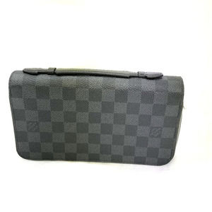 Louis Vuitton Long Damier Zippy Graphite Black Black Wallet